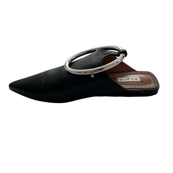 Alaia La Babouche Leather Pointy Toe Mules Ankle Strap Ring Statement 7.5/37.5 - Picture 6 of 10